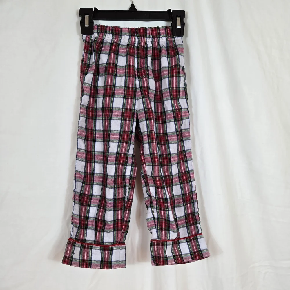 Disney Store Boys Red White Mickey‎ Mouse Holiday Plaid Flannel Pajama Set Sz 3